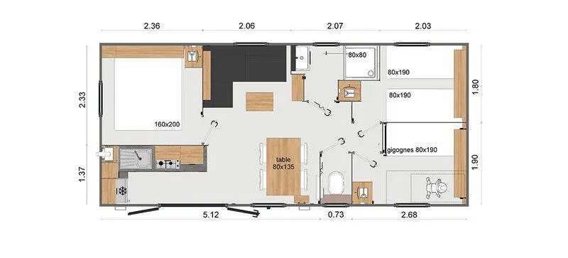 Cottage 6 Places Premium · 3 Chambres, Clim, Lave-Vaisselle, Tv, Terrasse Xl · 35M²