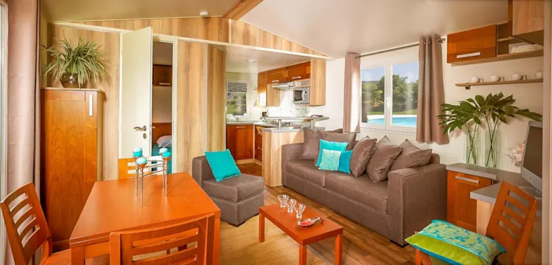 Mobil-Home 4/6 Premium · 2 Chambres Tv · Terrasse Bois Semi-Couverte · 32M²