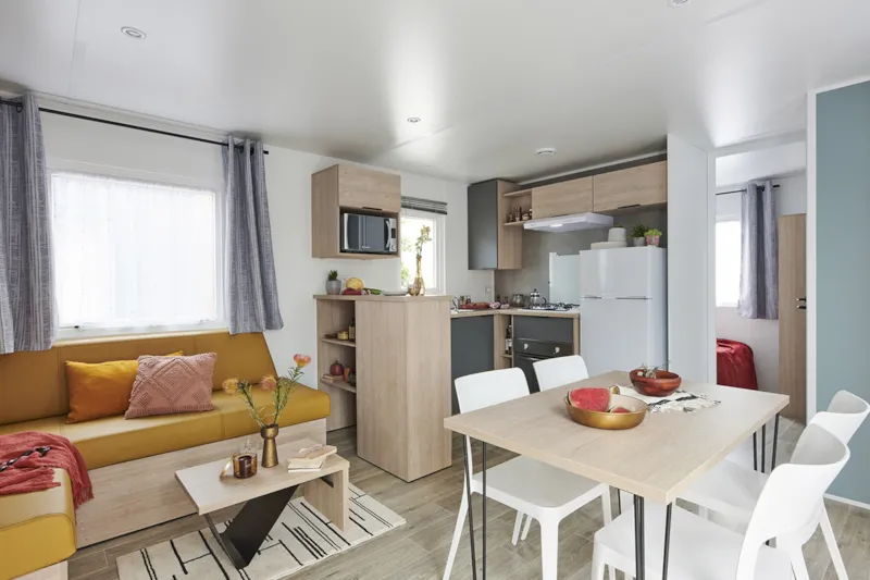 Mobil-Home 6 Places Premium · 3 Chambres, 2 Sde, Clim, Tv · Terrasse Bois Semi-Couverte · 37M²