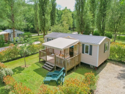 Comfort Mobile Home - 3 bedrooms - TV - Semi-covered wooden terrace - 34m² — 3