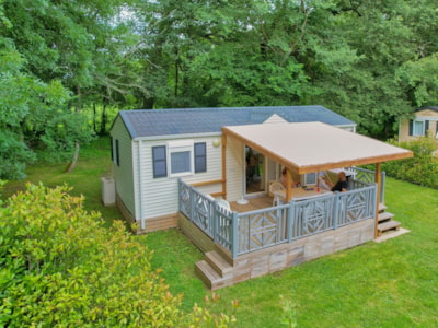 Premium mobile home - 2 bedrooms - TV - Semi-covered wooden deck - 32m² — 2