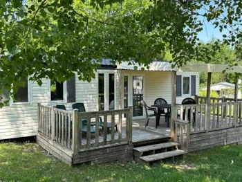 Mietunterkunft - Mobilheim Cottage-Gold: 1 Suite + 1 Schlafzimmer - Kamin - Tv - Großer Kühlschrank - - Camping Le Pontillou