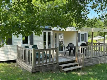 Location - Mobil-Home Cottage-Gold : 1 Suite + 1 Chambre - Cheminée - Tv   - Grand Réfrigérateur - - Camping Le Pontillou