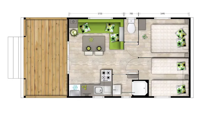 Cabane Mobile Panama 32 M² / 2 Chambres  - Terrasse Couverte