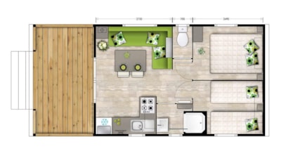 Mobil Home Panama 32 m² - 2 bedrooms - covered terrace