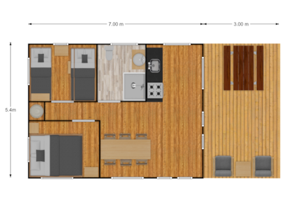 Tente Wood Prestige Plus 5 people 2bedrooms 1bathroom 38m²