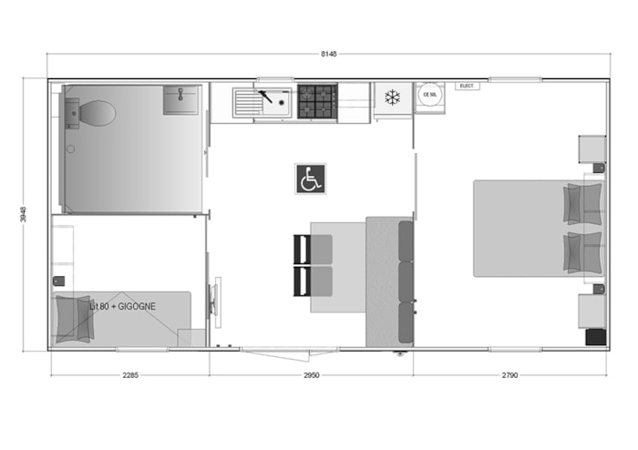 Mobil-Home Pmr Grand Confort 30 M²/ 2 Chambres - Terrasse Couverte