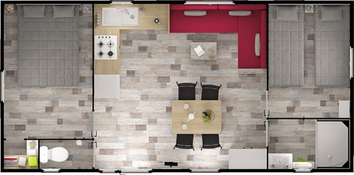 Mobilhome Grand Confort 30M² / 2 Chambres - Terrasse Couverte