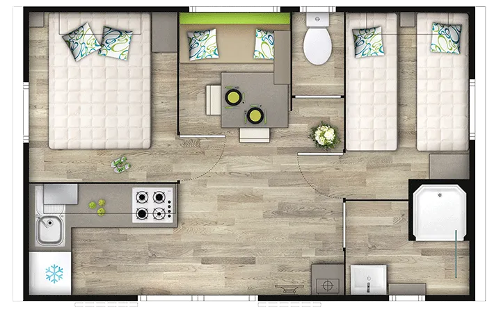 Mobilhome Grand Confort 24 M² / 2 Chambres - Terrasse Couverte