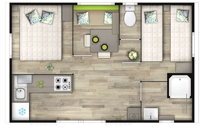Mobilhome Grand Confort 24 M² / 2 Chambres - Terrasse Couverte