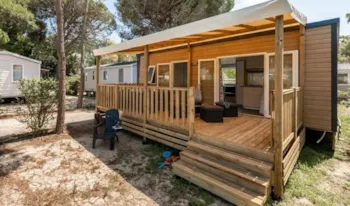 Mietunterkunft - Mobilheim Premium Exclusive | 31M² | Klimaanlage + Tv | 2 Schlafzimmer |Hochterrasse - - Camping Marvilla Parks - La Palmeraie