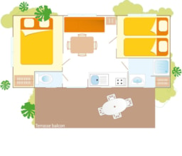 Huuraccommodatie(s) - Classic 20M² - 2 Bedrooms - Air Conditionning - Homair-Marvilla - Camping La Presqu'Ile