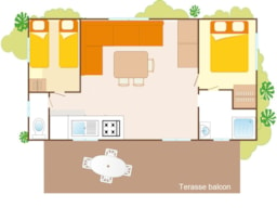 Huuraccommodatie(s) - Classic Xl 29M² - 2 Bedrooms - Homair-Marvilla - Camping La Presqu'Ile