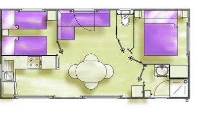 Mobile-Home (2 bedrooms) with covered terrace
