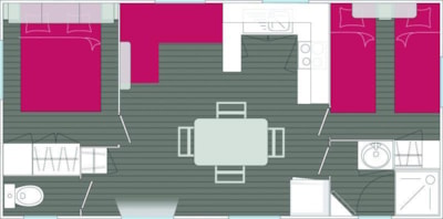 Mobile-Home (2 bedrooms) with covered terrace