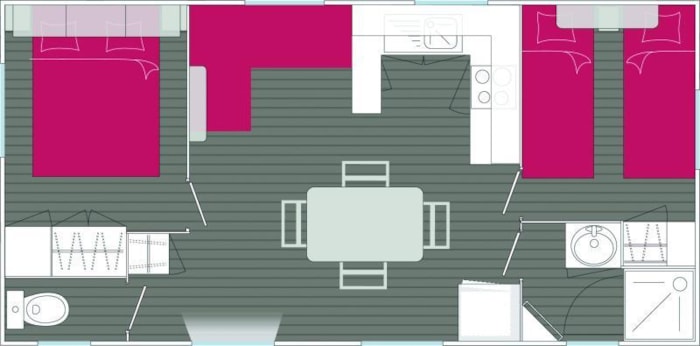 Mobil-Home (2 Chambres) Avec Terrasse Couverte