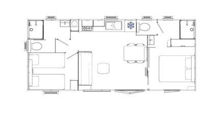 Mobile home (2 bedrooms) with dishwasher, 2 bathrooms and covered terrace