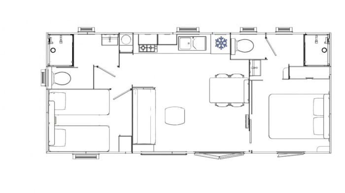 Mobil-Home (2 Chambres) Avec 2 Sdb Et Terrasse Couverte