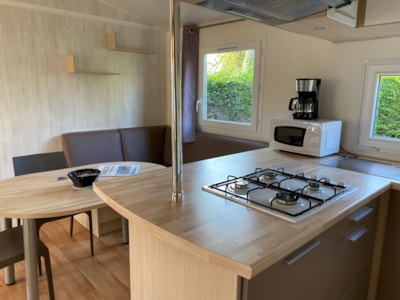 Mobile home (2 bedrooms) with dishwasher, 2 bathrooms and covered terrace