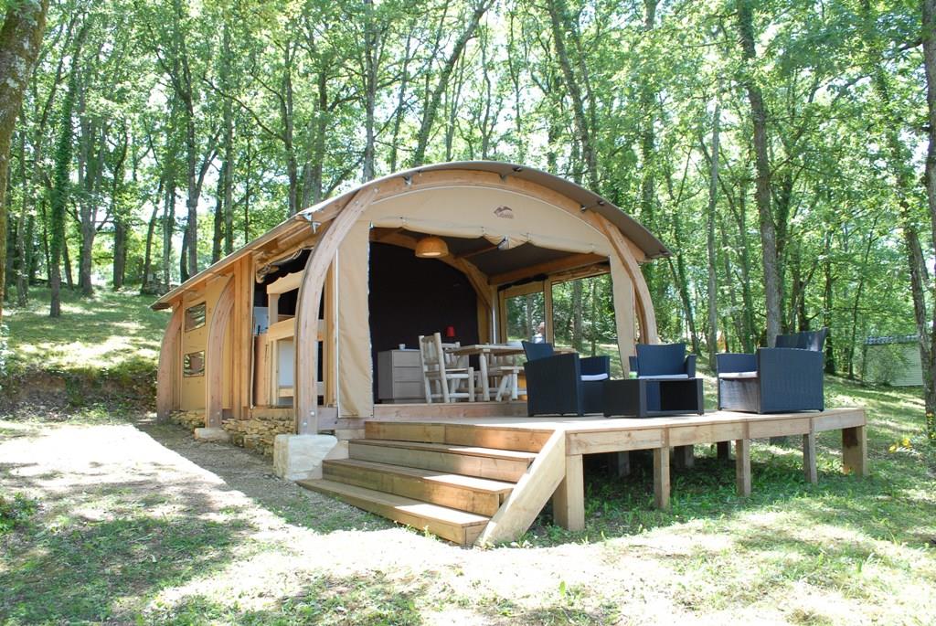 Accommodation - Natura Large Tent Canvas And Wood, Bathroom, Breathtaking Views Of The Dordogne Valley - Domaine Les Pastourels