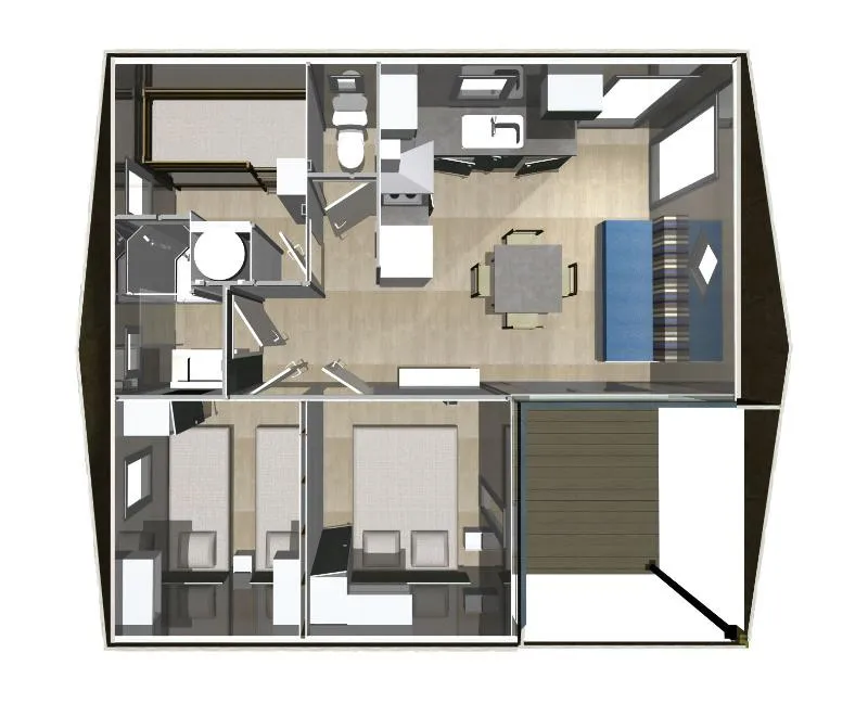 Chalet Premium 33M² / 3 Chambres + Terrasse Couverte