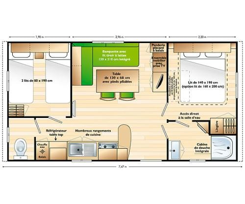 Mobil-Home Super Mercure / 2 Chambres / Modèle 2008