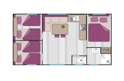 Mobile Home PAVILLON - 3 bedrooms with air-conditioning
