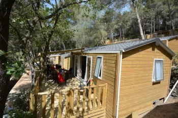 Mietunterkunft - Mobilheim Mimosa 28M² - 2 Schlafzimmer - Klimatisiert, Überdachte Terrasse 9M². - Camping Les Playes