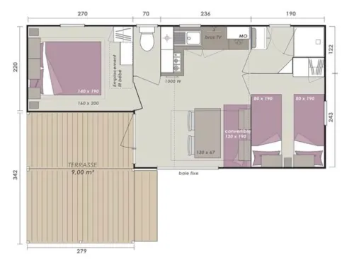 Huuraccommodatie(s) - Stacaravan Loggia Air Conditioner - image n°5 - Camping des Neiges