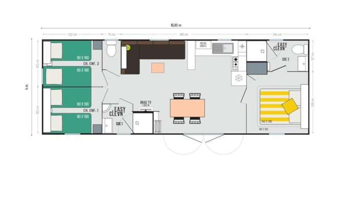 Mobil Home Aqua 3 Ch 2 Sdb Climatisé