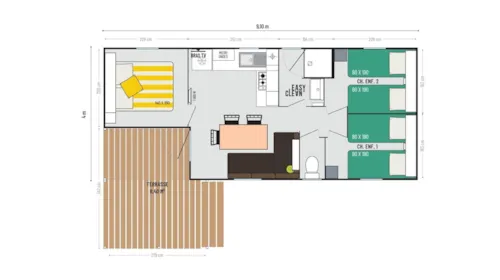Accommodation - Mobilhome Loggia 3 Ch Air Conditioned - image n°5 - Camping des Neiges