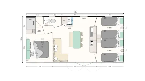 Huuraccommodatie(s) - Agora 3Ch Stacaravan Voorzien Van Airconditioning - image n°6 - Camping des Neiges