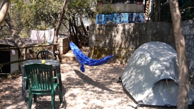 Pitch (small tent) + car in the parking. Terraced campsite. — 3