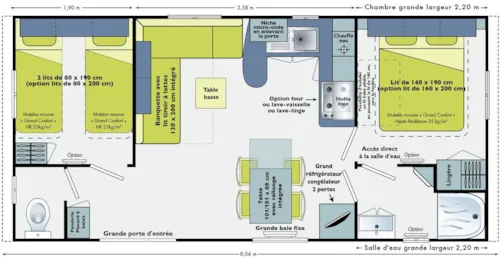Huuraccommodatie(s) - Mobil-Home Titania  (30 M2) - 2 Chambres - 2013 - image n°8 - Camping de Saumont