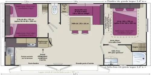 Mietunterkunft - Mobil-Home Riv59 (32 M2) - 2 Chambres - 2013 - image n°8 - Camping de Saumont