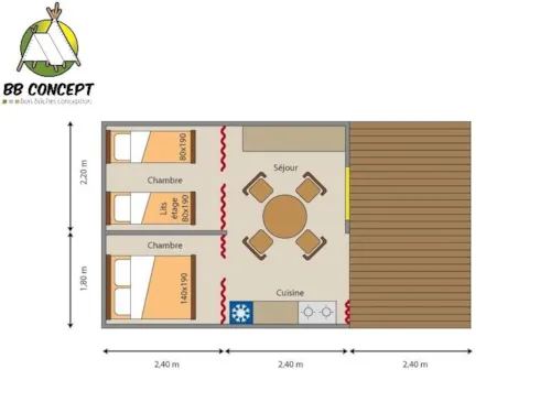 Mietunterkunft - Tente Ama11 - 19.20 M2 - 2023 - image n°9 - Camping de Saumont