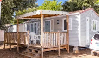 Mietunterkunft - Mobilheim  Comfort - 27 M² - 2 Schlafzimmer - Erhöhte Terrasse - Camping Marvilla Parks - Domaine des Naïades