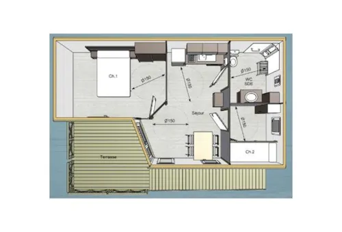 Accommodation - Chalet 35M² 2 Bedrooms, Terrace, Adapted To The People With Reduced Mobility - image n°3 - Camping du Chatelet