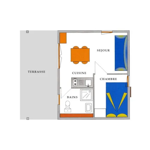 Huuraccommodatie(s) - Chalet 21 M²  1 Slaapkamer  + Overdekt Terras - image n°4 - Camping du Chatelet