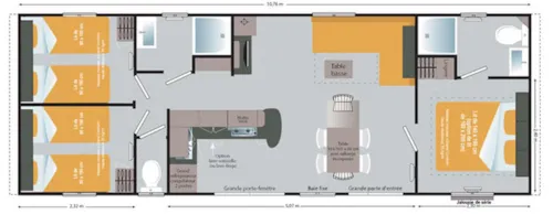 Mietunterkunft - Mobilheim, 40 M², 3 Schlafzimmer, 2 Badezimmer, Klimaanlage - image n°2 - Camping du Chatelet