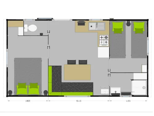 Huuraccommodatie(s) - Stacaravan Ibiza Duo 27M2 2/4 Pers - image n°2 - Camping La Renouillère