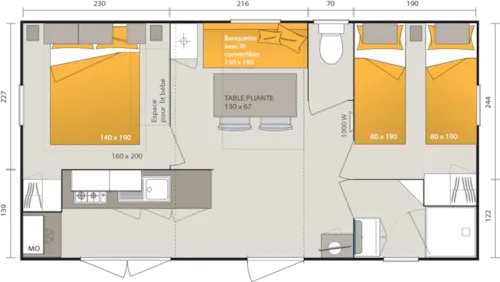 Location - Mobil-Home Super Mercure Riviera 29 M² - image n°2 - Camping La Renouillère