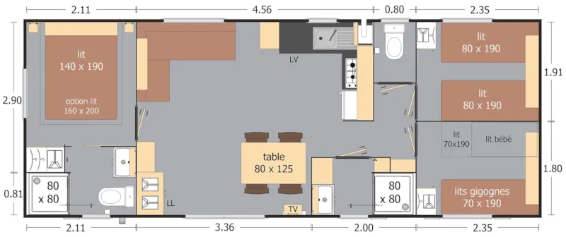 Mobil-Home Privilège 3Ch Tv 2Sdb
