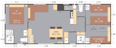 Mobile-home Privilège 3 bedrooms - 2 bathrooms -  sheltered terrace — 6