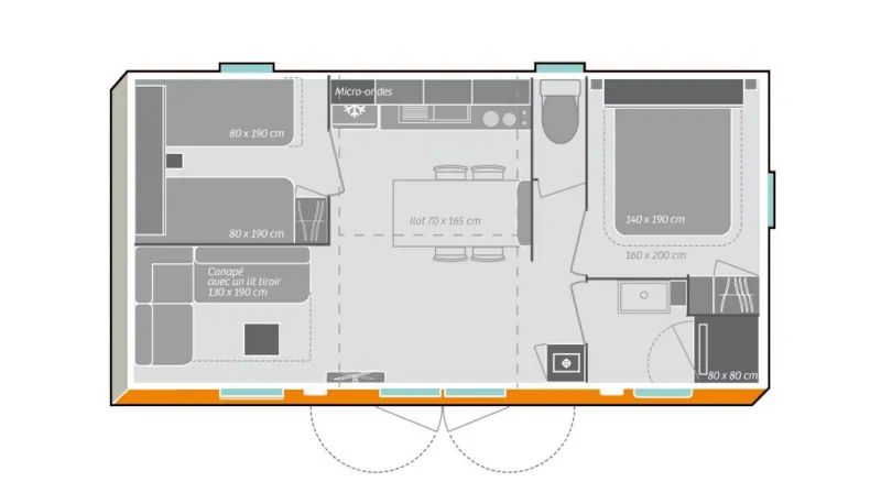 Mobile-Home Grand Charme Clim / Tv / Plancha Gaz