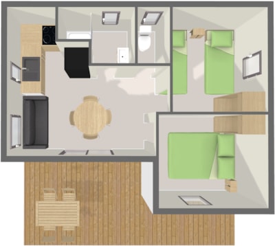 Chalet PREMIUM  39m² (2 bedrooms) + terrace + Senseo + TV
