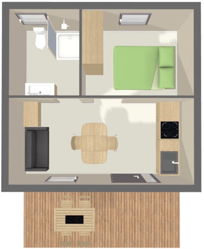 Chalet CONFORT 24m² (1 bedroom) + semi attached terrace 8m²