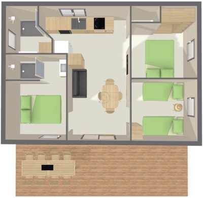 Chalet PREMIUM 50m² (3 bedrooms) + terrace + TV + Air conditioning