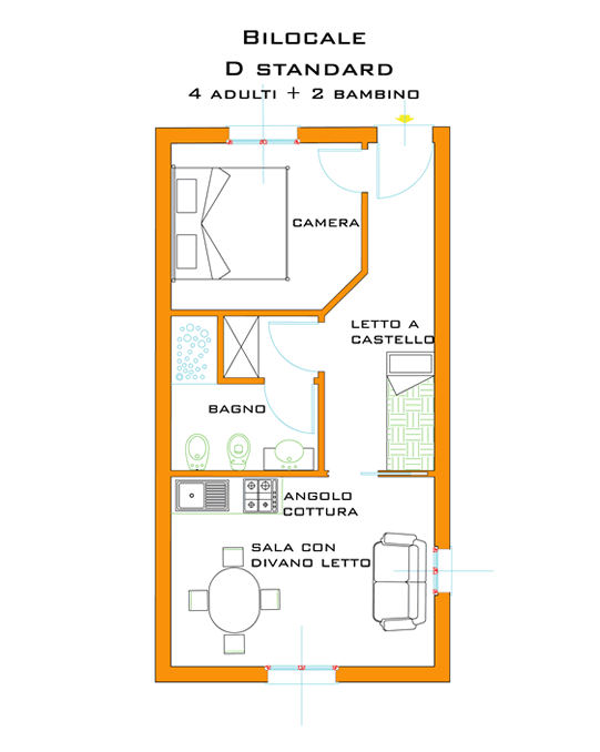 Apartment D Standard (4 Adults + 1 child) — 2