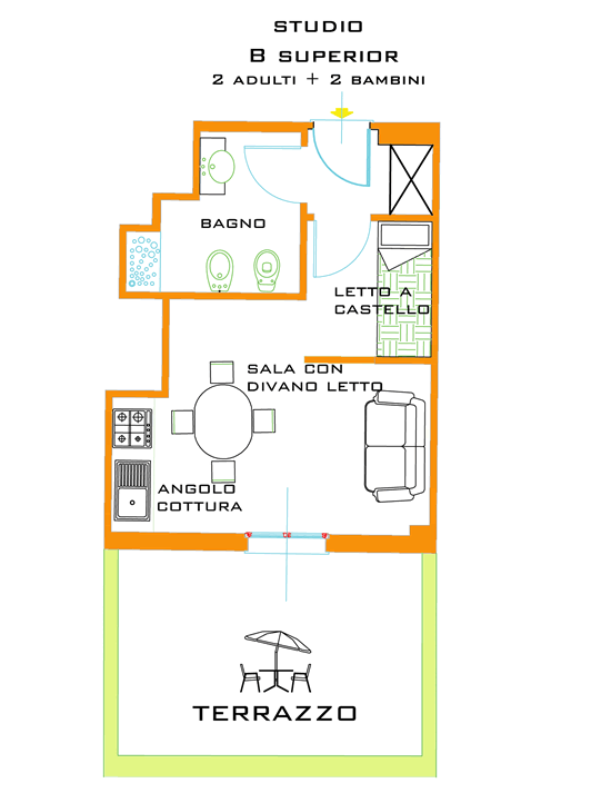 Location - Appartement B (2 Adultes + 2 Enfants) - Eurocamping Calvisio